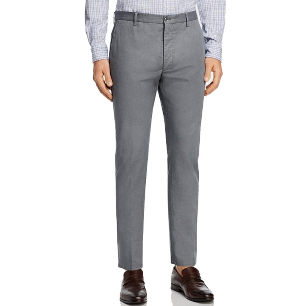 NEW $275 Zanella Noah Chinos Pants! 38 Weathered Gray Cotton & Linen Flat Front